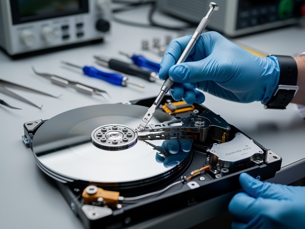 Technicien récupération de données sur disque dur professionnel